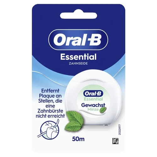 Oral-B, Oral-B - Essentialfloss Zahnseide Minze, Essentialfloss mint gewachst, 50m
