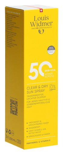 Louis Widmer, Louis Widmer - Clear & Dry Sun Spray 50 ohne Parfum, 200 ml