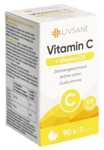 Livsane, LIVSANE Vitamin C + D3 Kautabletten (90 Stk)