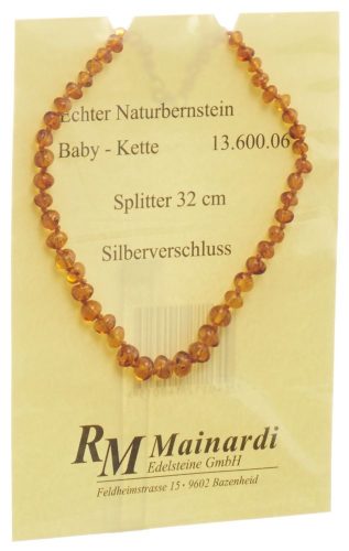 Mainardi, Mainardi Natur Bernstein 32cm Splitt Silberverschluss (1 Stk)