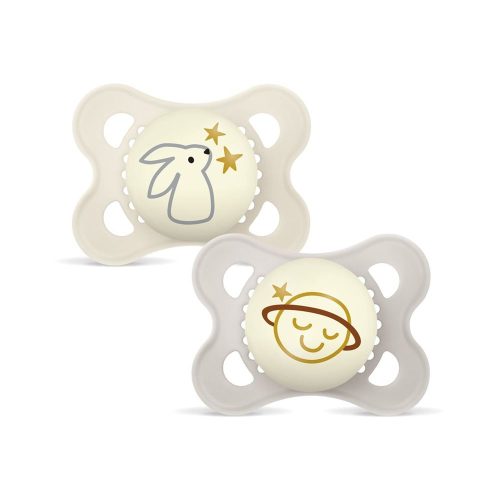 MAM, MAM Night Nuggi Silikon, 0-6 Monate, grau/beige (2 Stk)