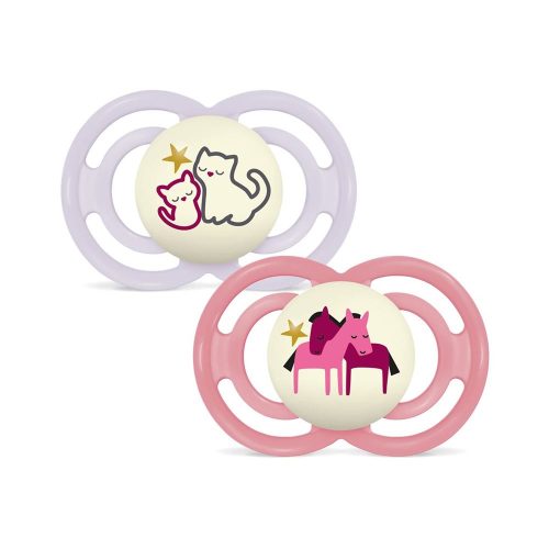 Mam, MAM Perfect Night Nuggi Silikon 6-16 Monate, pink/lila (2 Stk)
