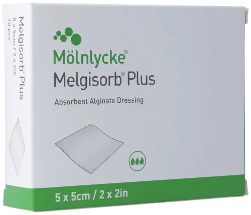 Melgisorb Plus, Melgisorb Plus Alginatverband 5x5cm (10 Stk)