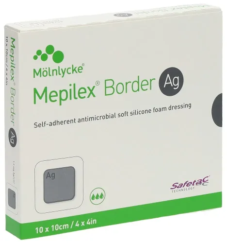 Mepilex, Mepilex Border Ag Schaumverband 10x10cm (5 Stk)