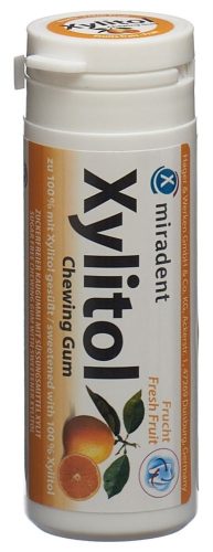 HERBA, Miradent Xylitol Frucht Zahnpflegekaugummi, Dose &agrave; 30 Stk.