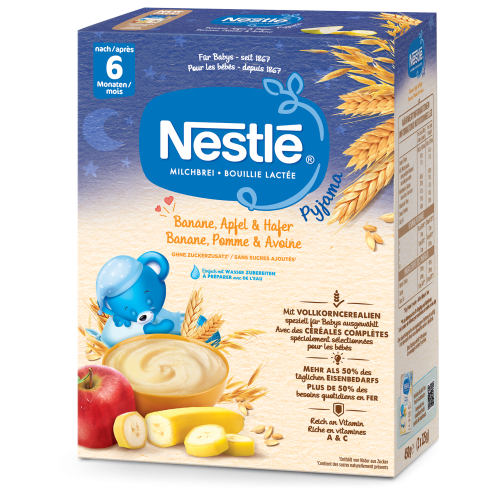Nestlé, Nestlé Milchbrei Pyjama Banane, Apfel & Hafer, ab 6 Monaten (450g)