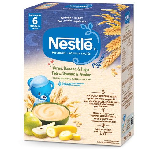 Nestlé, Nestlé Milchbrei Pyjama Birne Banane & Hafer, ab 6 Monaten (450g)