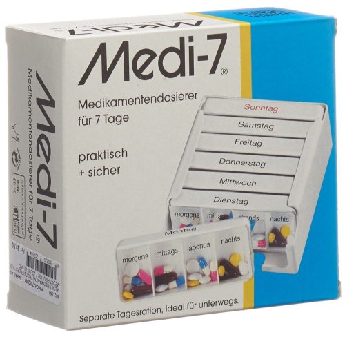 Sahag, Sahag Medi-7 Medidosierer, 7 Tage, 4 Fächer, weiss, Deutsch (1 Stk)