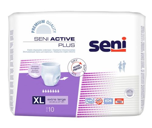 seni, seni Active Plus Pants Einweghosen XL atmungsaktiv Hüftumfang 120-160cm 7 Tropfen (10 Stück)