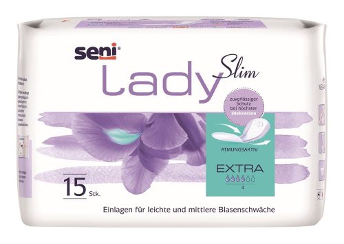 seni, seni Lady Slim Extra Einlage atmungsaktive anatomische 14x29.5cm 4 Tropfen (15 Stück)