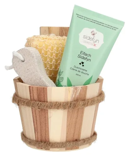 sidefyn, sidefyn Geschenkset Holzkübel Duschcreme, Eifach sidefyn (3-teilig)