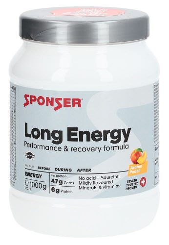 SPONSER, Sponser Long Energy Peach 1000 g Getränkepulver Weiss, Herren, Größe: 0