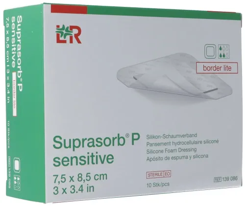 Suprasorb, Suprasorb P sensitive border lite Silikon-Schaumverband, 7.5x8.5cm (10 Stk)