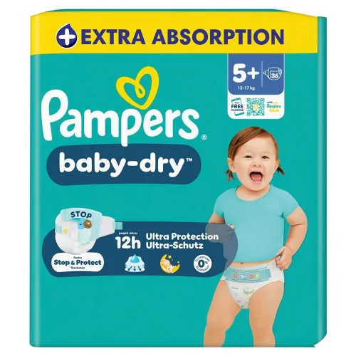 Pampers, Pampers Baby Dry Windeln Grösse 5+ Junior Plus 12-17kg 36 Stück