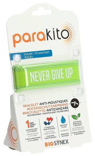 parakito, Parakito Mückenschutz Armband Erwachsene Grün Never Give Up