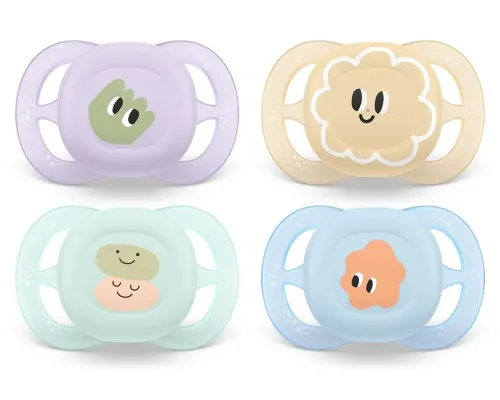 Philips, Philips Avent Schnuller Ultra Start 0-2 Monate hellgrün/hellblau/orange/lila mit Muster 2 Stk