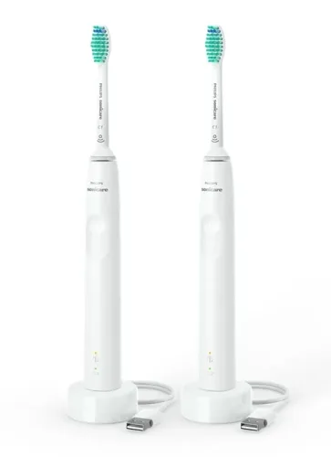 Philips Sonicare, Philips Sonicare Elektrische Zahnbürste "Series 3100 HX3675/13" 2 Stk. Aufsteckbürsten Doppelpack, mit 4-Quadranten-Timer und 2-Minuten-Timer