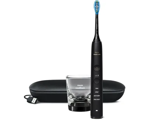 Philips Sonicare, Philips Sonicare Elektrische Zahnbürste "DiamondClean 9000 HX9911" 1 Stk. Aufsteckbürsten mit Schalltechnologie, Ladeglass, USB-Reiseetui