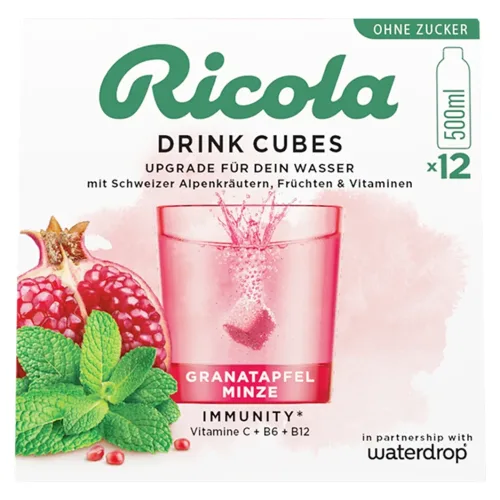 waterdrop, waterdrop x Ricola Drink Cubes Granatapfel Minze (12 Stk)