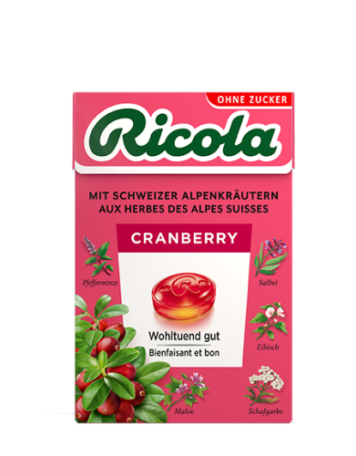 Ricola, RICOLA Cranberry Bonbons oZ m Stevia Box 50 g