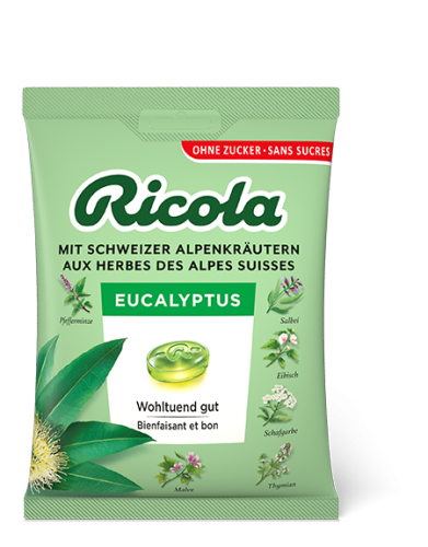 Ricola, RICOLA Eucalyptus Bonbons o Zucker Btl 125 g