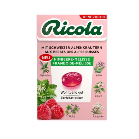 Ricola, Ricola Himbeere-Melisse ohne Zucker (50g)