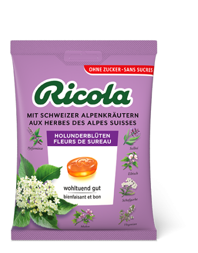 Ricola, Ricola Holunderblüten Bonbons, ohne Zucker (125g)