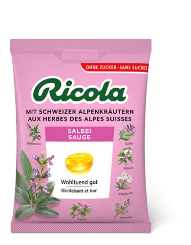 Ricola, Ricola Salbei Kräuterbonbons ohne Zucker mit Stevia (125 g)