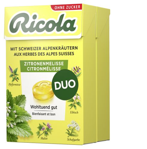 Ricola, Ricola Zitronenmelisse Bonbons, ohne Zucker, mit Stevia (2x50g)