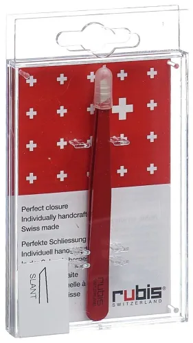 RUBIS, Rubis Pinzette schr&auml;g, Inox, rot