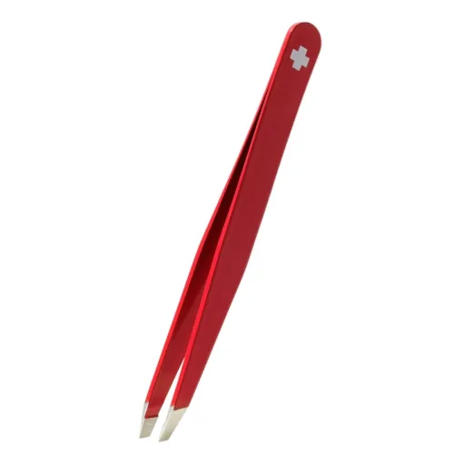 RUBIS, Rubis Pinzette schr&auml;g, Inox, rot, Schweizerkreuz