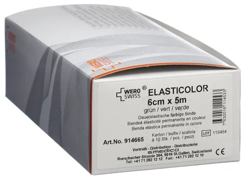 WERO SWISS, WERO SWISS Elasticolor elastische Binde 5mx6cm grün (10 Stk)
