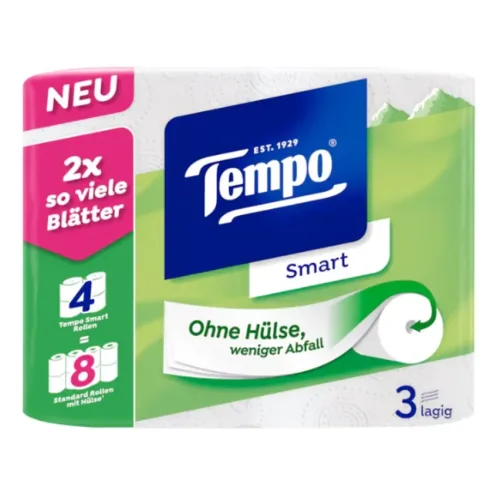 Tempo, Tempo Toilettenpapier Smart, 3-lagig, 300 Blatt (4 Stk)