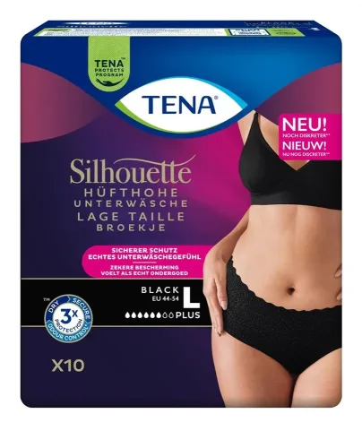 Tena, TENA Silhouette Plus, Grösse L, Hüftumfang 95-125cm, schwarz (10 Stk)