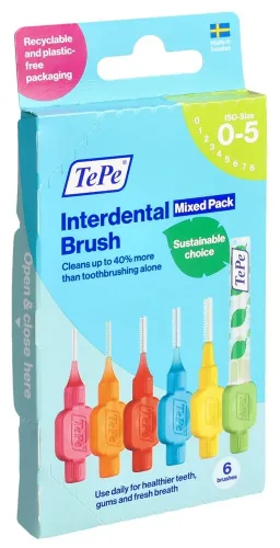TEPE, TePe Interdental Brush Mixed Pack, 0.4-0.8mm (6 Stk)