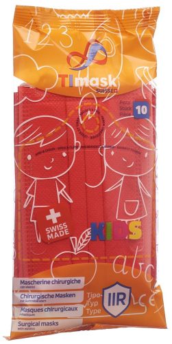 TIMASK, TIMASK Einweg-Medizinmaske Typ IIR KIDS Rot (10 Stk)