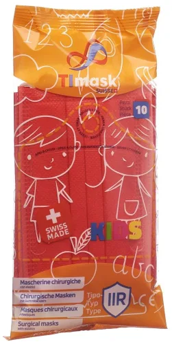 TIMASK, TIMASK Einweg-Medizinmaske Typ IIR KIDS Rot (10 Stk)