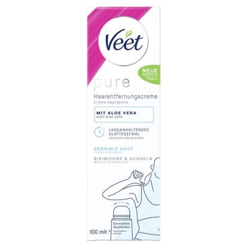 Veet, Veet - Pure Haarentfernungscreme für Bikinizone & Achseln für sensible Haut mit Aloe Vera - 100ml