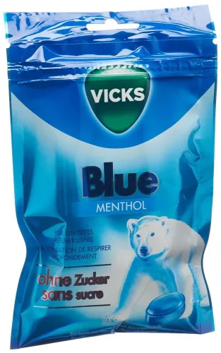 Vicks, VICKS Blue MENTHOL Bonbons ohne Zucker Beutel (72g)