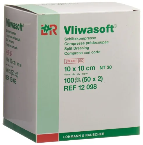 Vliwasoft, Vliwasoft Schlitzkompresse 10x10cm (50 x 2 Stk)