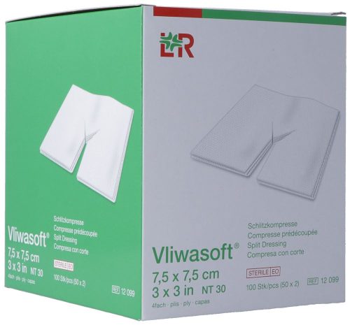 Vliwasoft, Vliwasoft Schlitzkompresse 7.5x7.5cm (50 x 2 Stk)