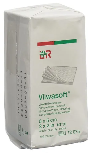 Vliwasoft, Vliwasoft Vliesstoffkomprresse 5x5cm, 4-lagig (100 Stk)