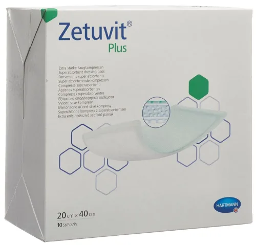 Zetuvit, ZETUVIT Plus Absorptionsverband 20x40cm (10 Stk)
