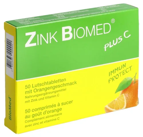 Biomed, Zink Biomed Plus C Lutschtabletten, Orange (50 Stk)
