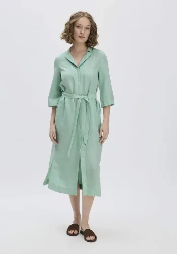 hessnatur, hessnatur Damen Kleid Midi Relaxed aus TENCEL Lyocell mit Leinen - grün - Größe 40