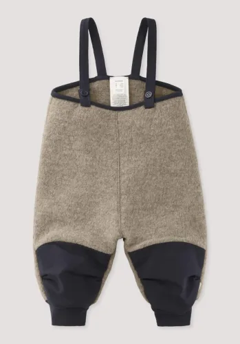 hessnatur, hessnatur Baby Wollwalk Latzhose aus Bio-Merinowolle mit Nature Shell - grau - Größe 98/104