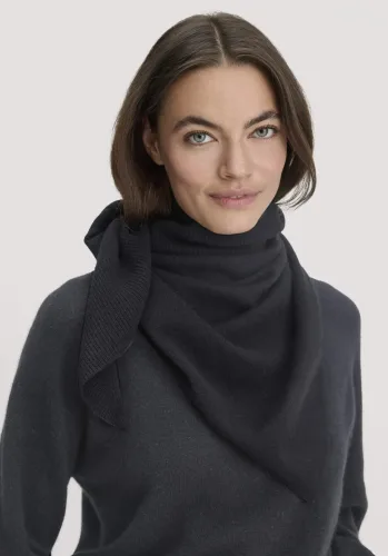 hessnatur, hessnatur Damen Dreieckstuch BETTER RECYCLING aus Cashmere - schwarz - Größe 57x125 cm