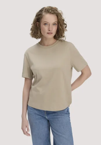 hessnatur, hessnatur Damen Heavy Jersey T-Shirt aus Bio-Baumwolle - beige - Größe M