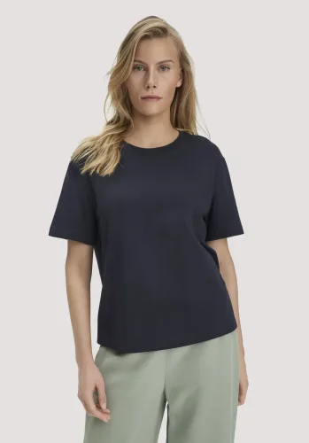 hessnatur, hessnatur Damen Heavy Jersey T-Shirt aus Bio-Baumwolle - blau - Größe S