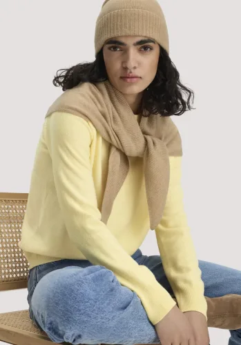 hessnatur, hessnatur Damen Dreieckstuch BETTER RECYCLING aus Cashmere - beige - Größe 57x125 cm